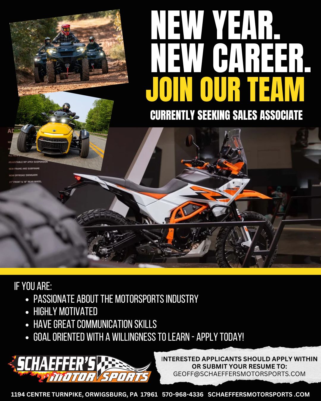 Accepting Applications for Sales Specialists in Offroad and Street Segments of the PowerSports Indus…