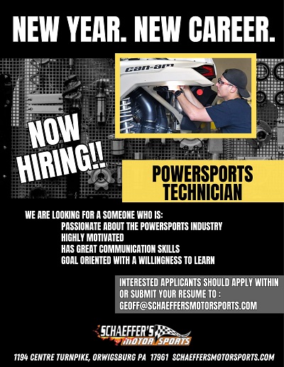 Accepting Applications for Experienced Technicians in Offroad and Street Segments of the PowerSports Industry