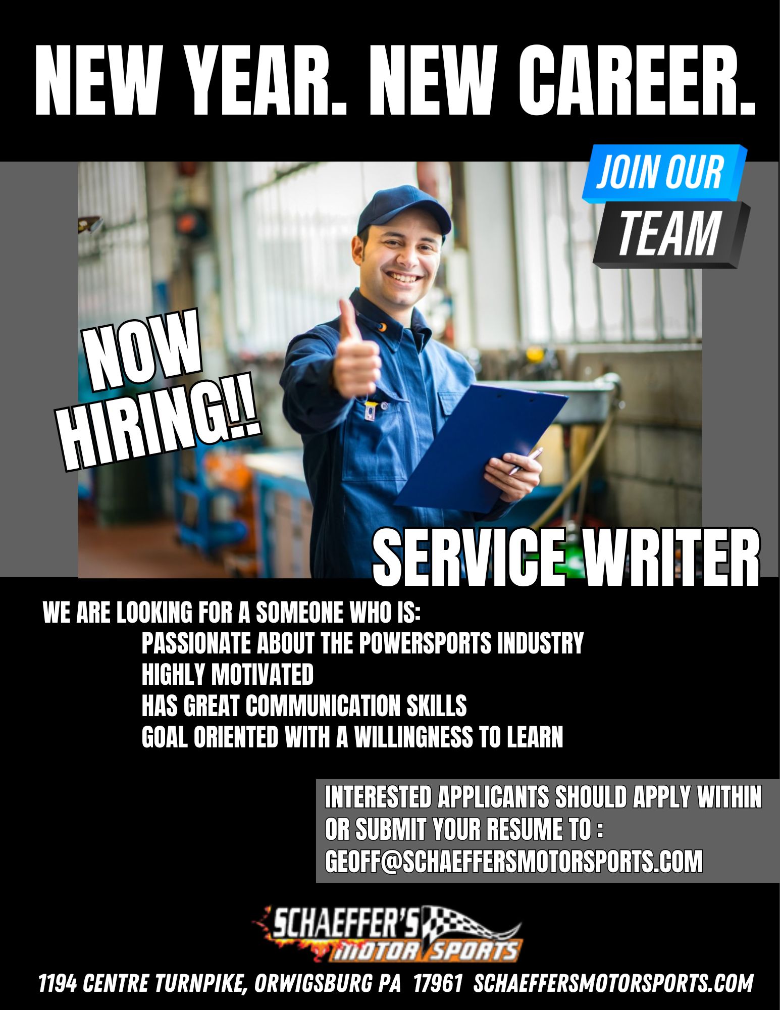 Accepting Applications for Service Writers in Offroad and Street Segments of the PowerSports Industry